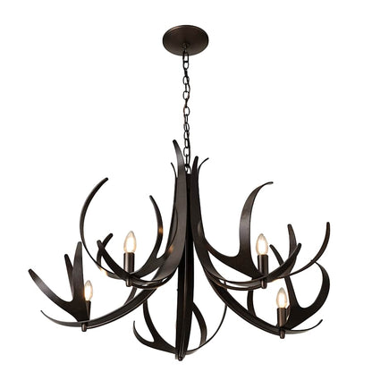 Hubbardton Forge Caribou 5 Light 41" Wide Antler Candle Style Chandelier