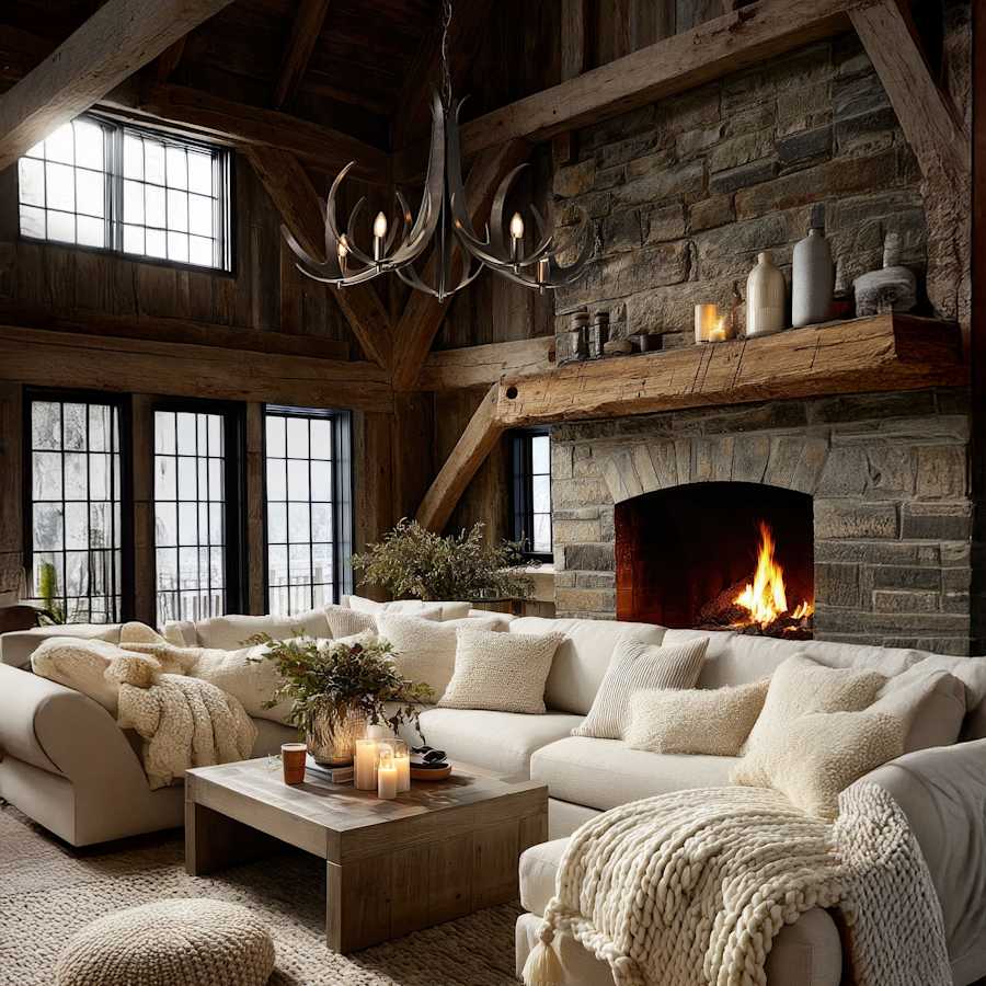 Hubbardton Forge Caribou 5 Light 41" Wide Antler Candle Style Chandelier