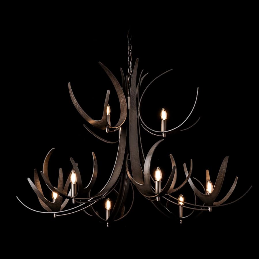 Hubbardton Forge Caribou 9 Light 50" Wide Antler Candle Style Chandelier
