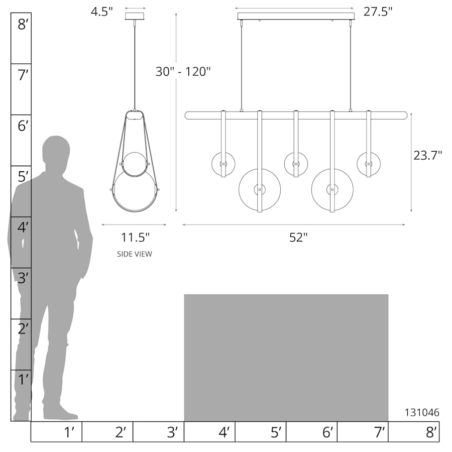 Hubbardton Forge Derby 52" Wide LED Linear Chandelier