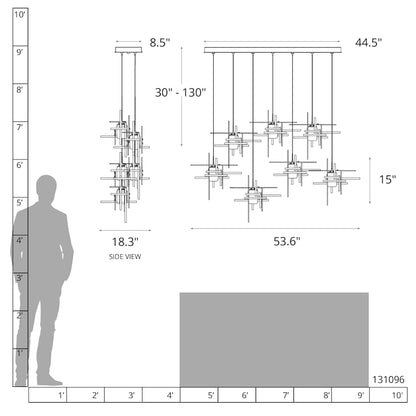Hubbardton Forge Tura 7 Light 54" Wide LED Linear Pendant