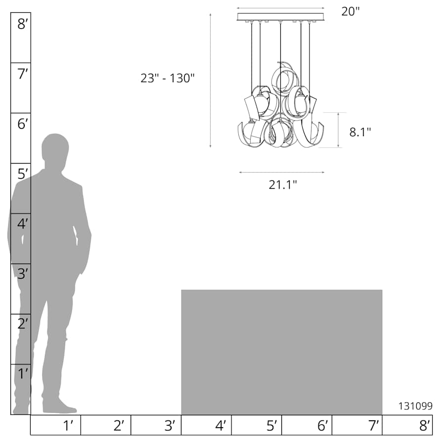 Hubbardton Forge Riza 9 Light 22" Wide LED Multi Light Pendant