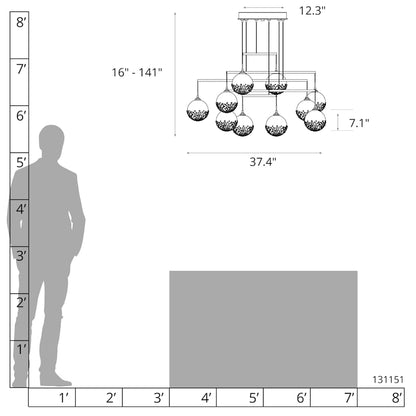Hubbardton Forge Fritz 10 Light 38" Wide Multi Light Pendant