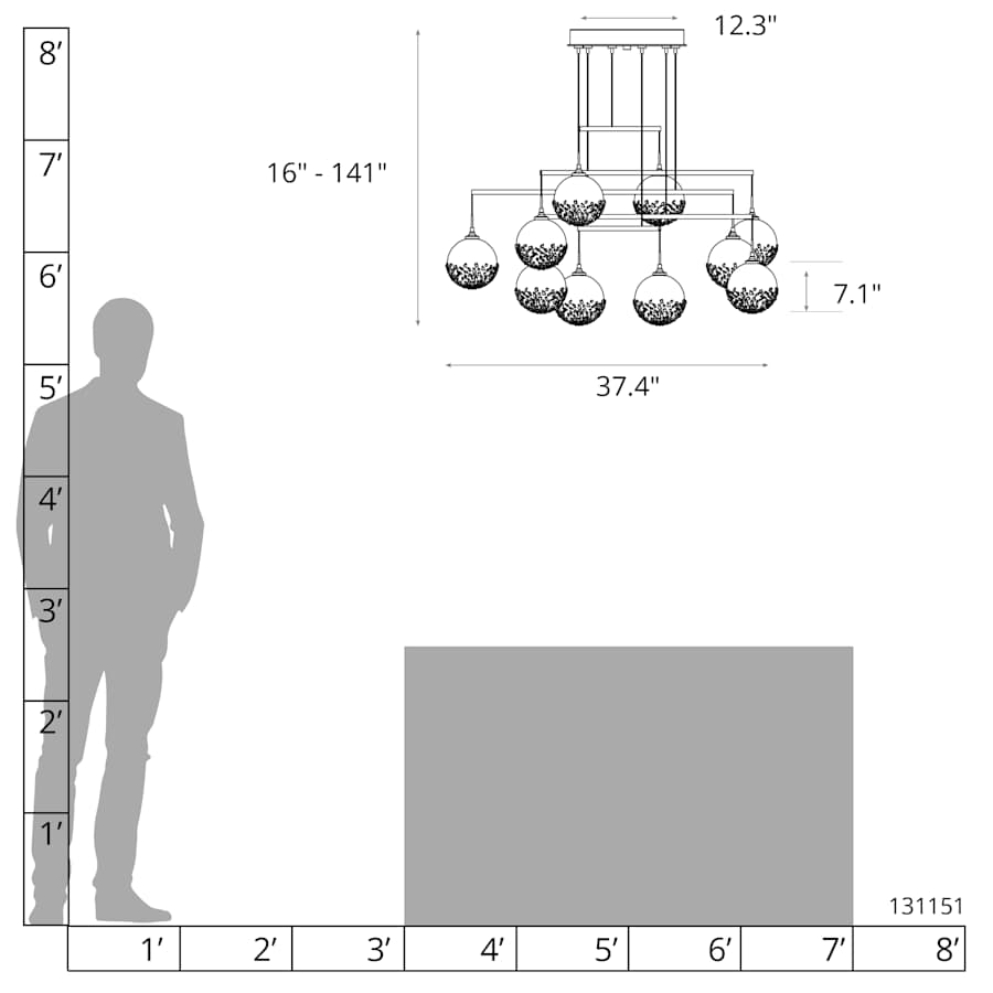 Hubbardton Forge Fritz 10 Light 38" Wide Multi Light Pendant