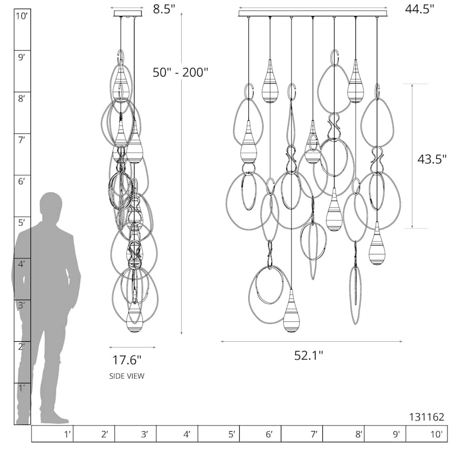 Hubbardton Forge Lyric 7 Light 53" Wide Suspension Multi Light Pendant