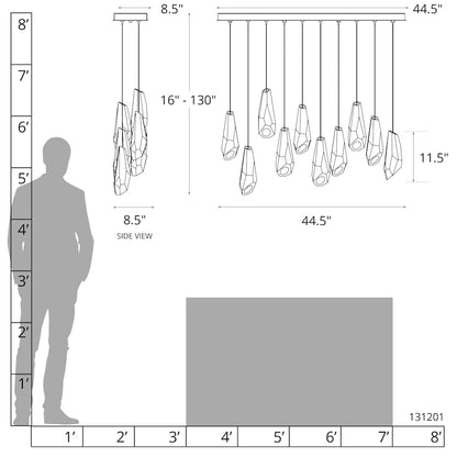 Hubbardton Forge Luma 10 Light 45" Wide Crystal Linear Pendant