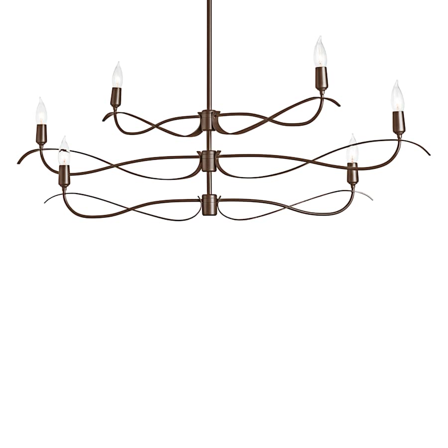 Hubbardton Forge Willow 6 Light 44" Wide Taper Candle Linear Chandelier
