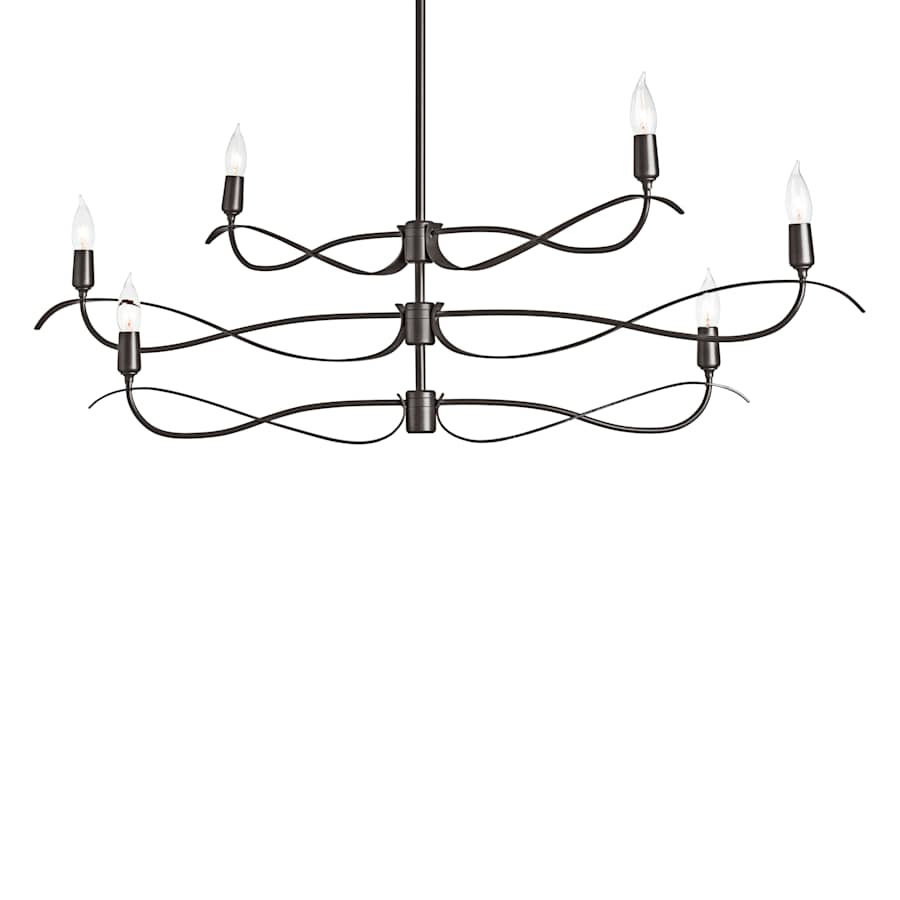 Hubbardton Forge Willow 6 Light 44" Wide Taper Candle Linear Chandelier