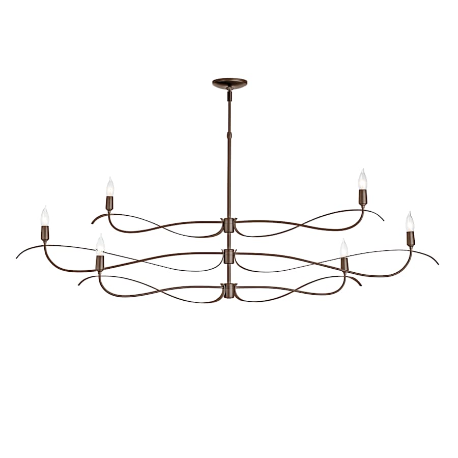 Hubbardton Forge Willow 6 Light 60" Wide Taper Candle Linear Chandelier