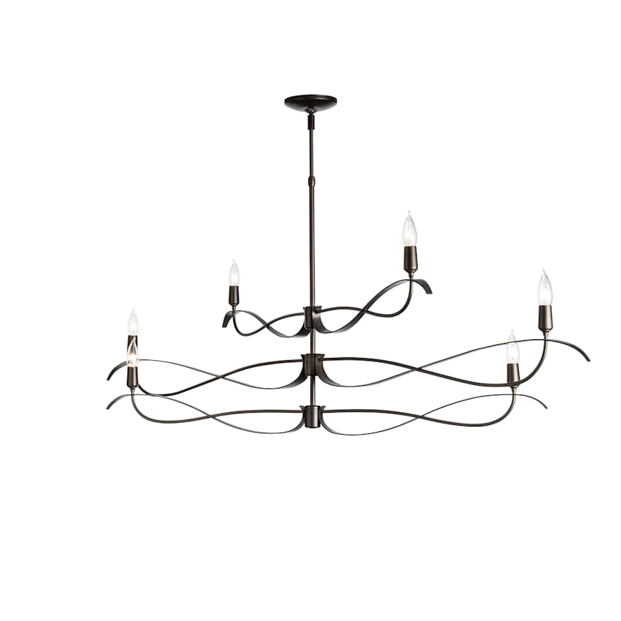 Hubbardton Forge Willow 6 Light 60" Wide Taper Candle Linear Chandelier