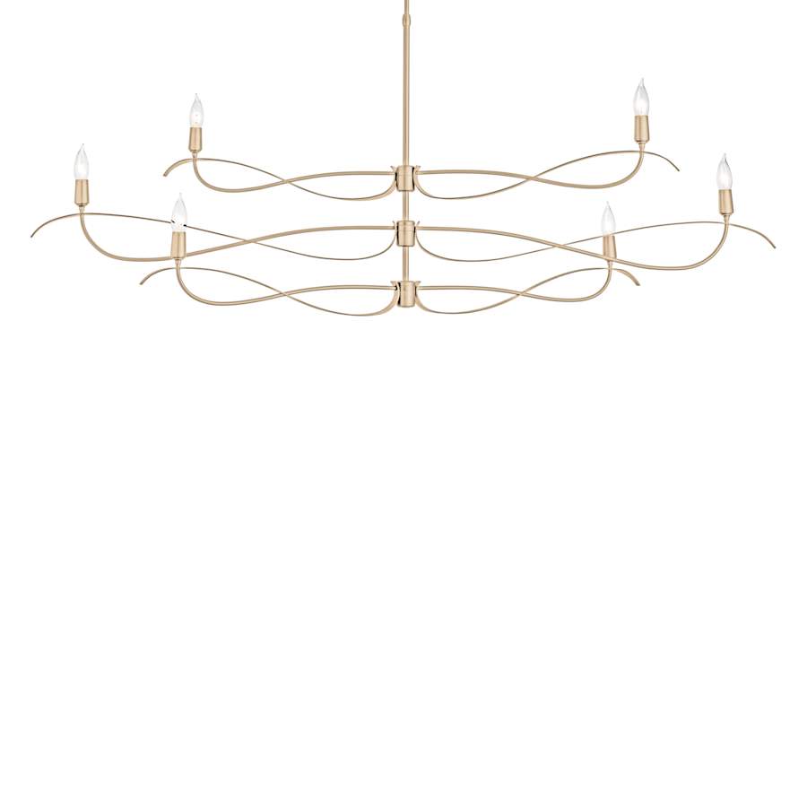 Hubbardton Forge Willow 6 Light 60" Wide Taper Candle Linear Chandelier