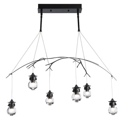 Hubbardton Forge Kiwi 6 Light 37" Wide Linear Chandelier
