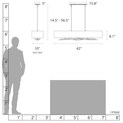 Hubbardton Forge Brindille 4 Light 42" Wide Linear Chandelier