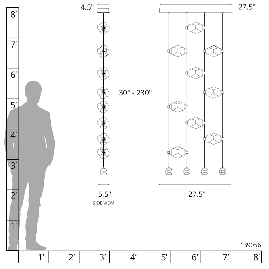 Hubbardton Forge Gatsby 28" Wide Suspension Linear Pendant