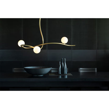 Hubbardton Forge Slide 3 Light 45" Wide Abstract Linear Chandelier