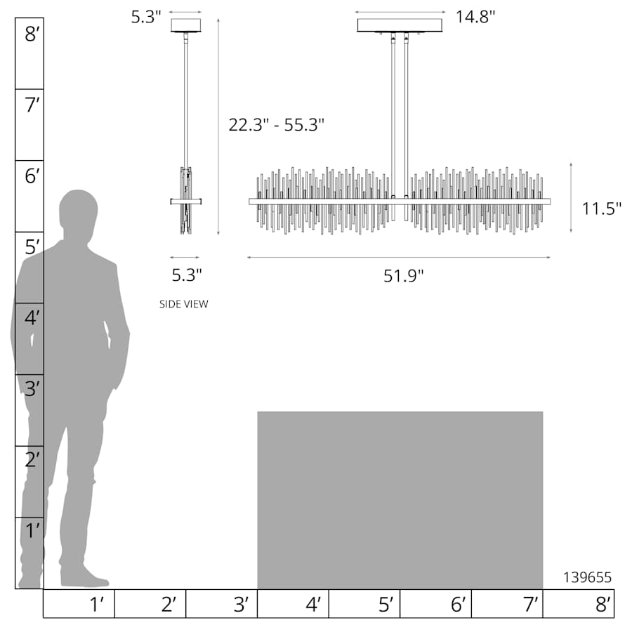 Hubbardton Forge Gossamer 52" Wide LED Linear Chandelier