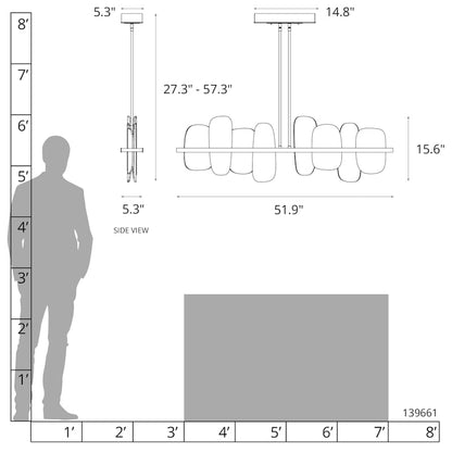 Hubbardton Forge Vitre 52" Wide LED Linear Chandelier