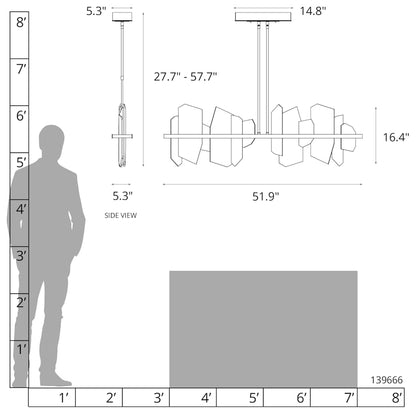 Hubbardton Forge Ardesia 52" Wide LED Linear Chandelier