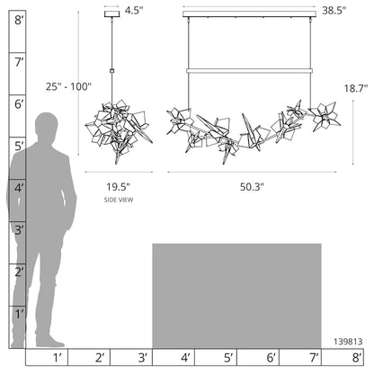 Hubbardton Forge Belladonna 50" Wide LED Crystal Abstract Chandelier