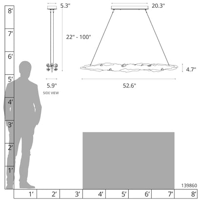Hubbardton Forge Trove 53" Wide LED Abstract Linear Chandelier