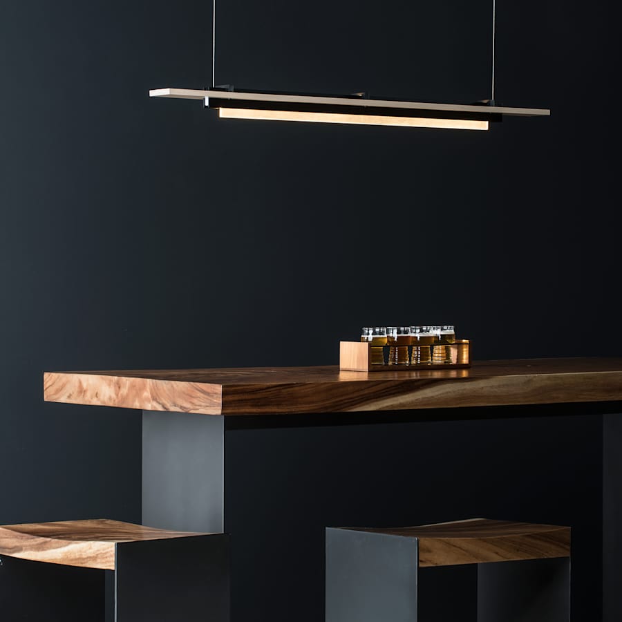 Hubbardton Forge Plank 48" Wide LED Wood Linear Pendant