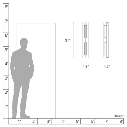Hubbardton Forge Double Axis 31" Tall LED Outdoor Wall Sconce