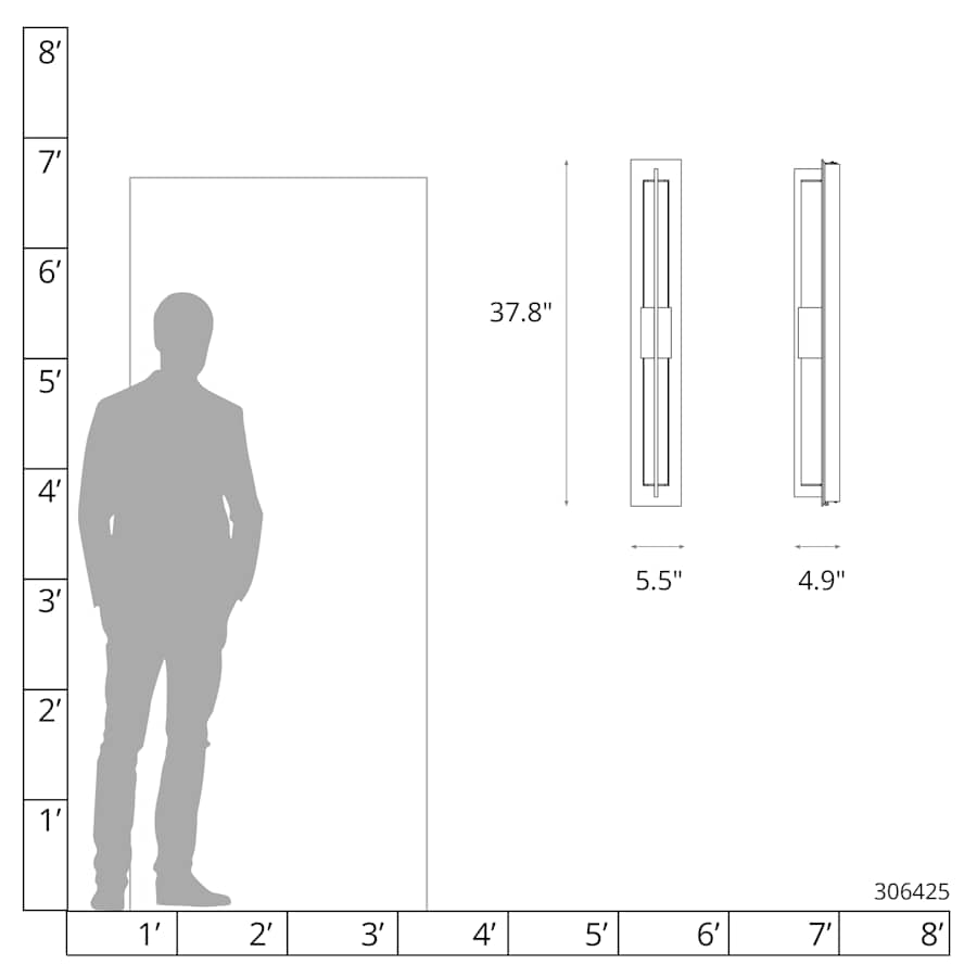 Hubbardton Forge Double Axis 38" Tall LED Outdoor Wall Sconce