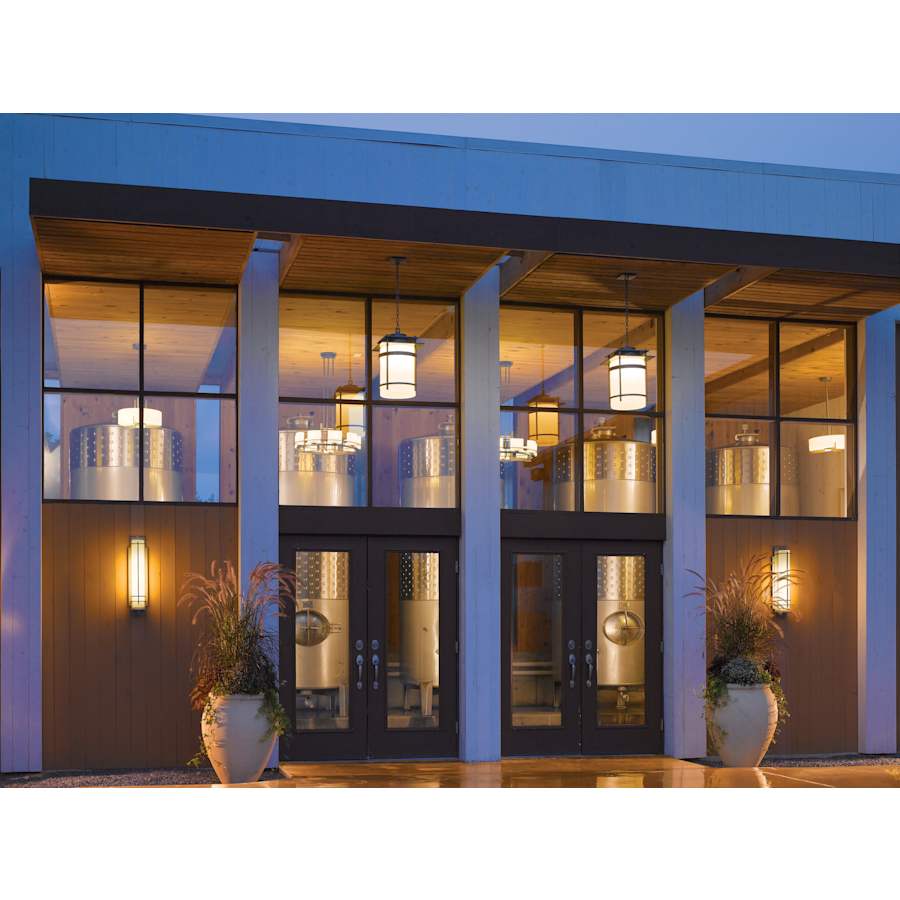 Hubbardton Forge Banded 14" Wide Semi-Flush Outdoor Pendant