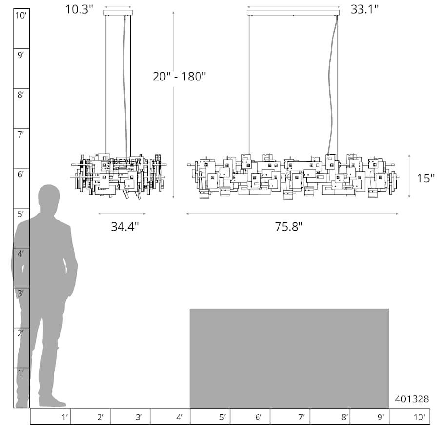 Hubbardton Forge Fusion 16 Light 76" Wide Linear Pendant