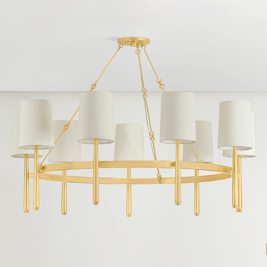 Hudson Valley Lighting Bridgeton 9 Light 46" Wide Chandelier with Raw Silk Shades