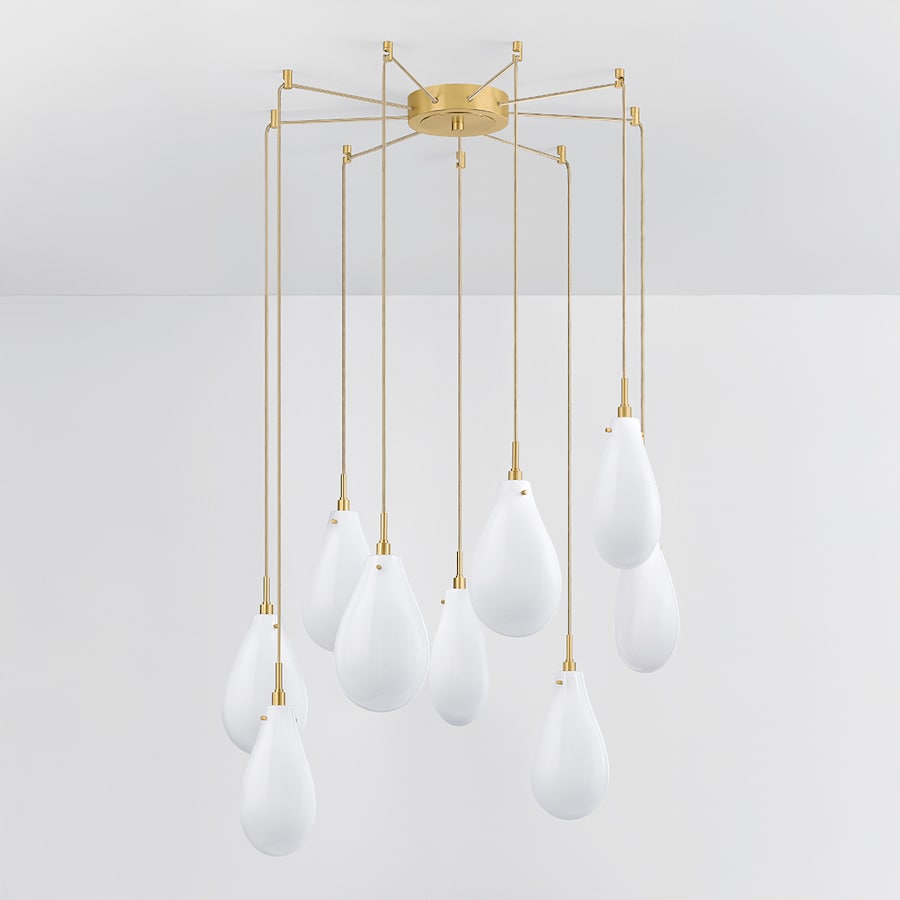 Hudson Valley Lighting Ironwood 9 Light 30" Wide Multi Light Pendant with Seedy Opal Glass Shades