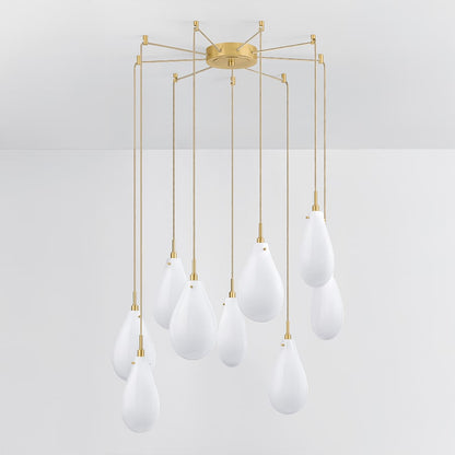 Hudson Valley Lighting Ironwood 9 Light 30" Wide Multi Light Pendant with Seedy Opal Glass Shades
