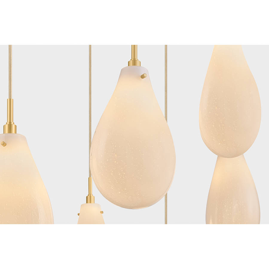 Hudson Valley Lighting Ironwood 9 Light 30" Wide Multi Light Pendant with Seedy Opal Glass Shades