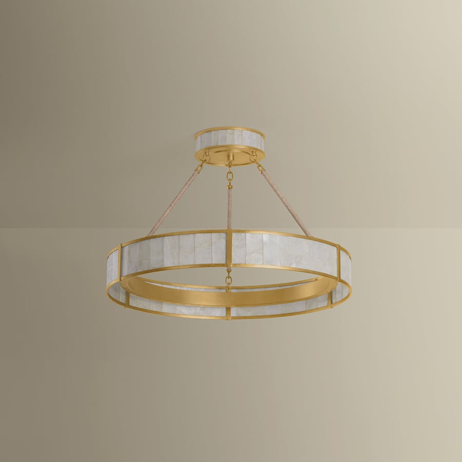 Hudson Valley Lighting Halcott 30" Wide LED Drum Chandelier with Capiz Shell Shade
