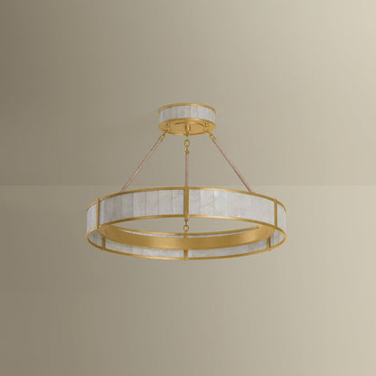 Hudson Valley Lighting Halcott 30" Wide LED Drum Chandelier with Capiz Shell Shade