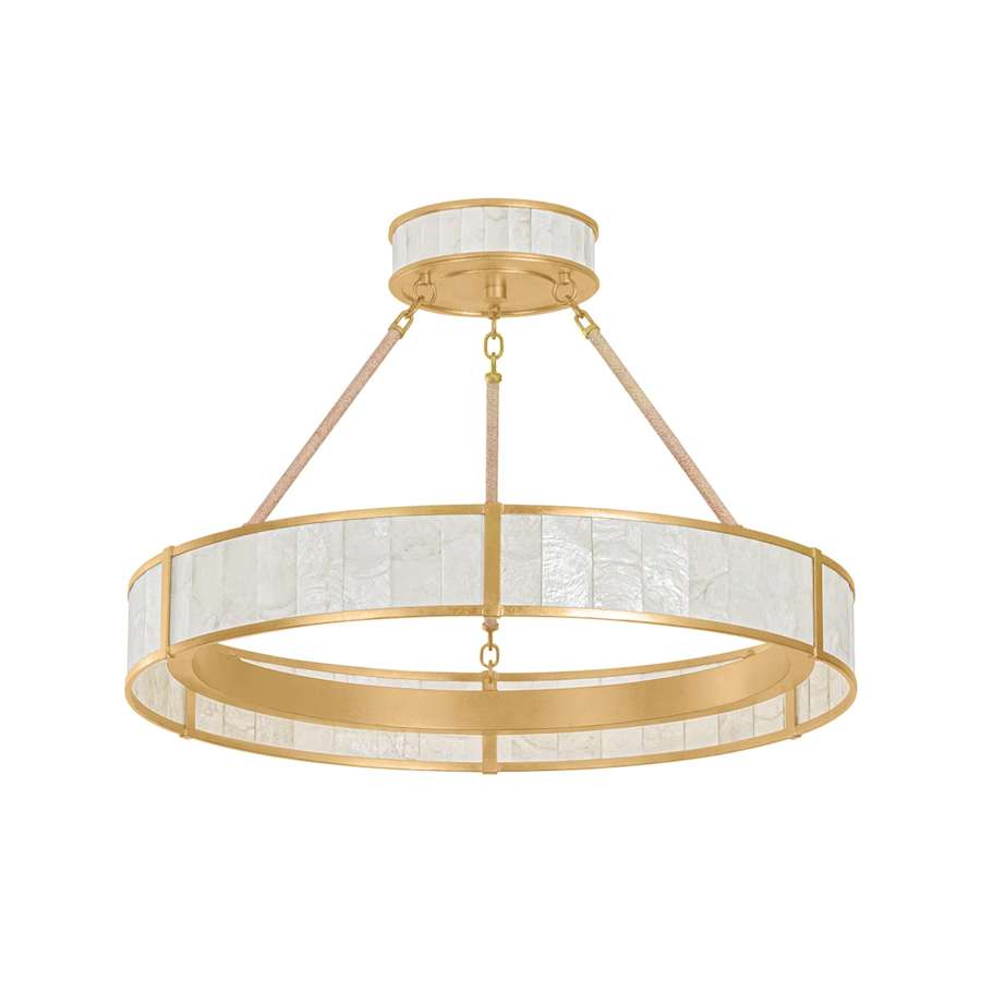 Hudson Valley Lighting Halcott 30" Wide LED Drum Chandelier with Capiz Shell Shade