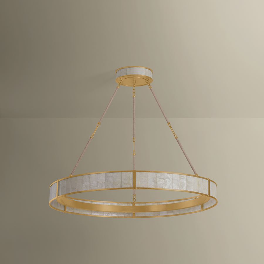 Hudson Valley Lighting Halcott 42" Wide LED Drum Chandelier with Capiz Shell Shade
