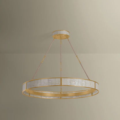 Hudson Valley Lighting Halcott 42" Wide LED Drum Chandelier with Capiz Shell Shade