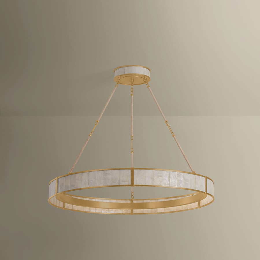 Hudson Valley Lighting Halcott 42" Wide LED Drum Chandelier with Capiz Shell Shade