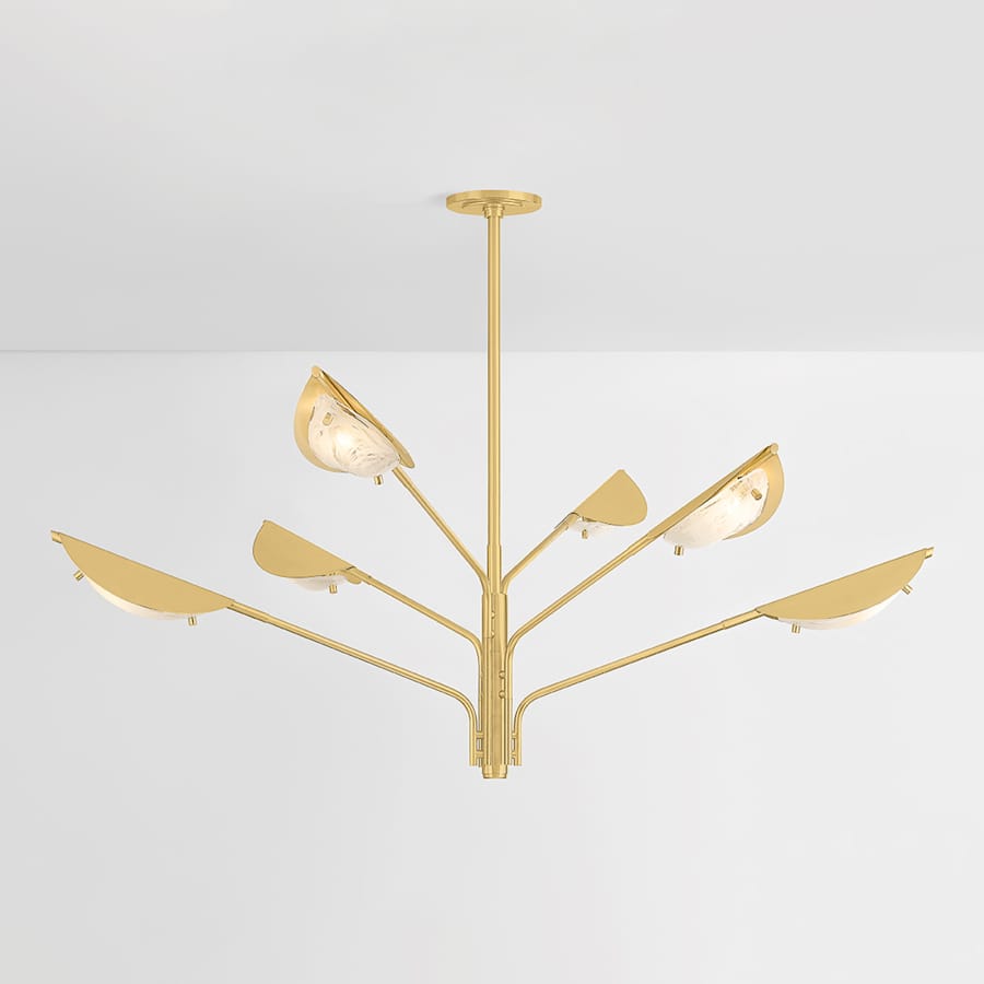 Hudson Valley Lighting Levin 6 Light 54" Wide Chandelier with Remolino Blanco Glass Shades