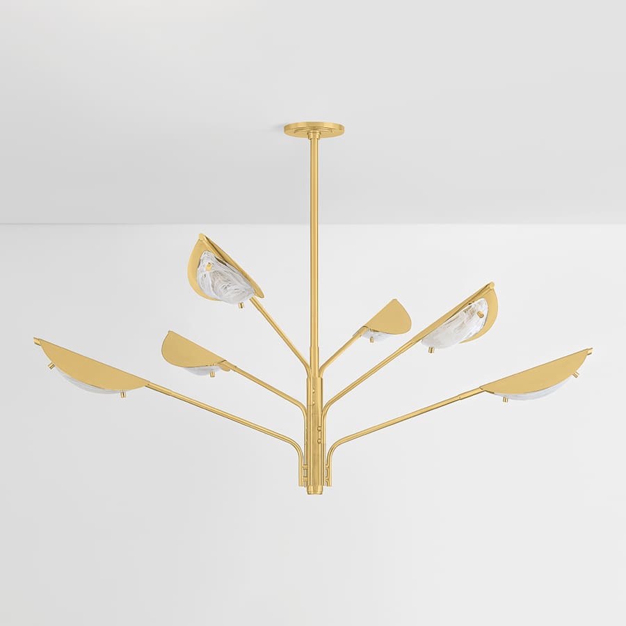 Hudson Valley Lighting Levin 6 Light 54" Wide Chandelier with Remolino Blanco Glass Shades