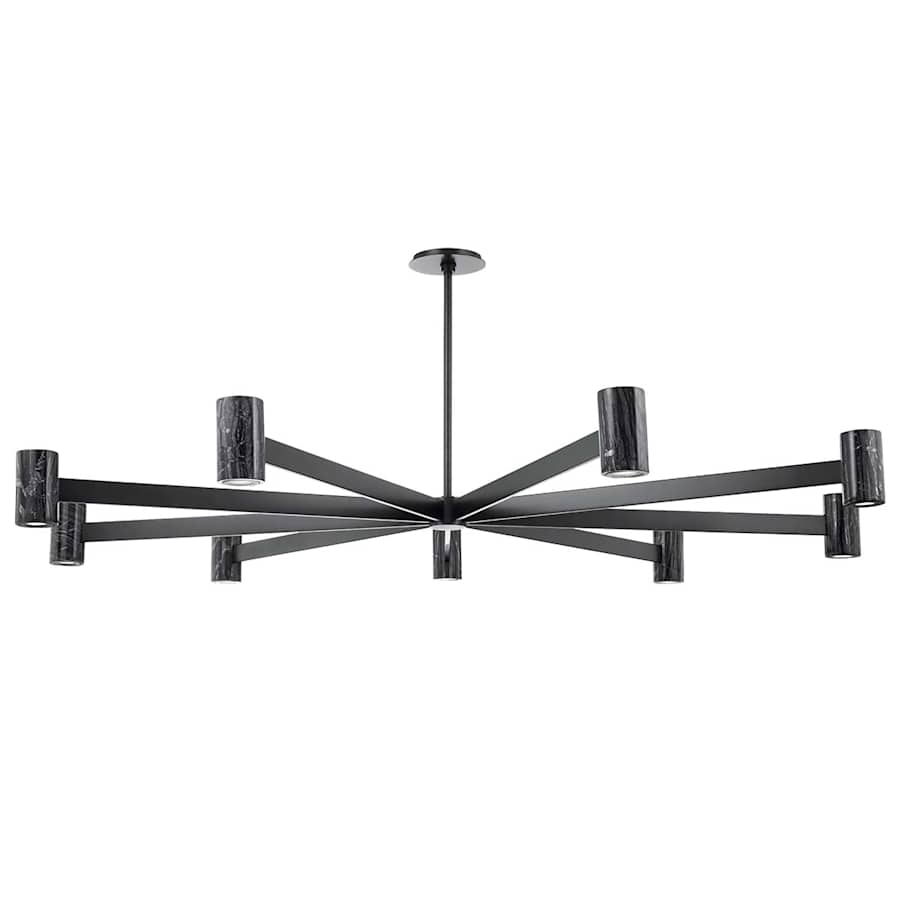 Hudson Valley Lighting Predock 9 Light 64" Wide LED Sputnik Chandelier with Neo Madera Marble Shades