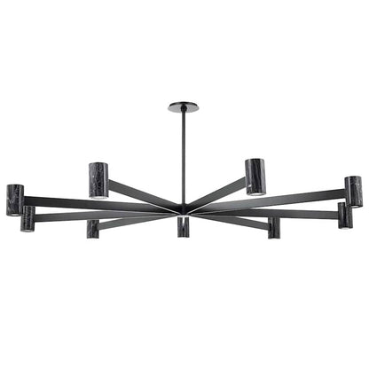 Hudson Valley Lighting Predock 9 Light 64" Wide LED Sputnik Chandelier with Neo Madera Marble Shades