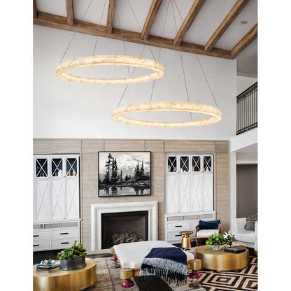 Justice Design Group Alabaster Rocks! 62" Wide LED Ring Chandelier