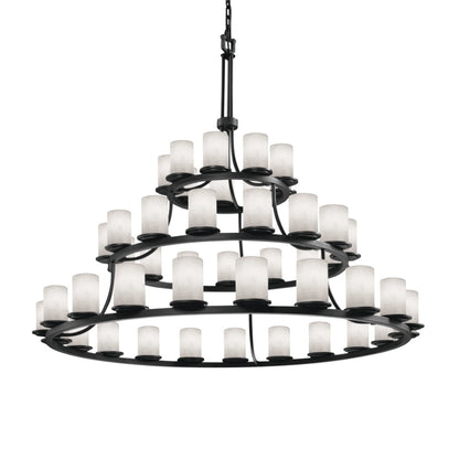 Justice Design Group Dakota 45 Light 3-Tier Ring Chandelier from the Clouds Collection