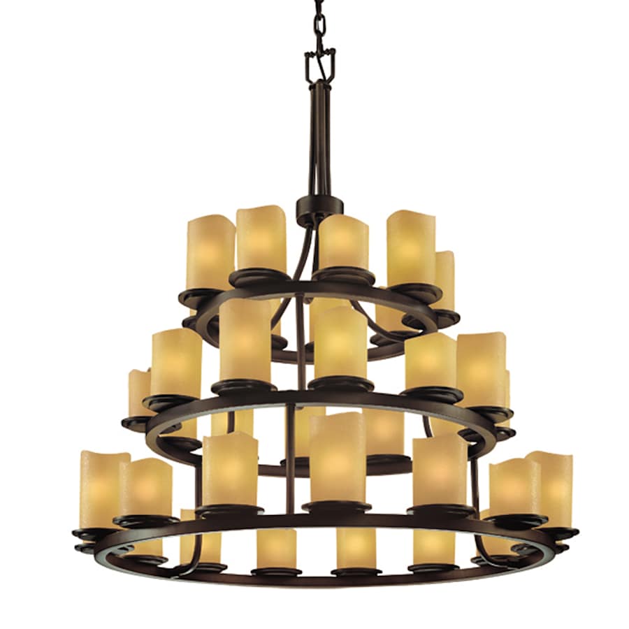 Justice Design Group CandleAria 42" Wide Ring Chandelier with Amber Shades