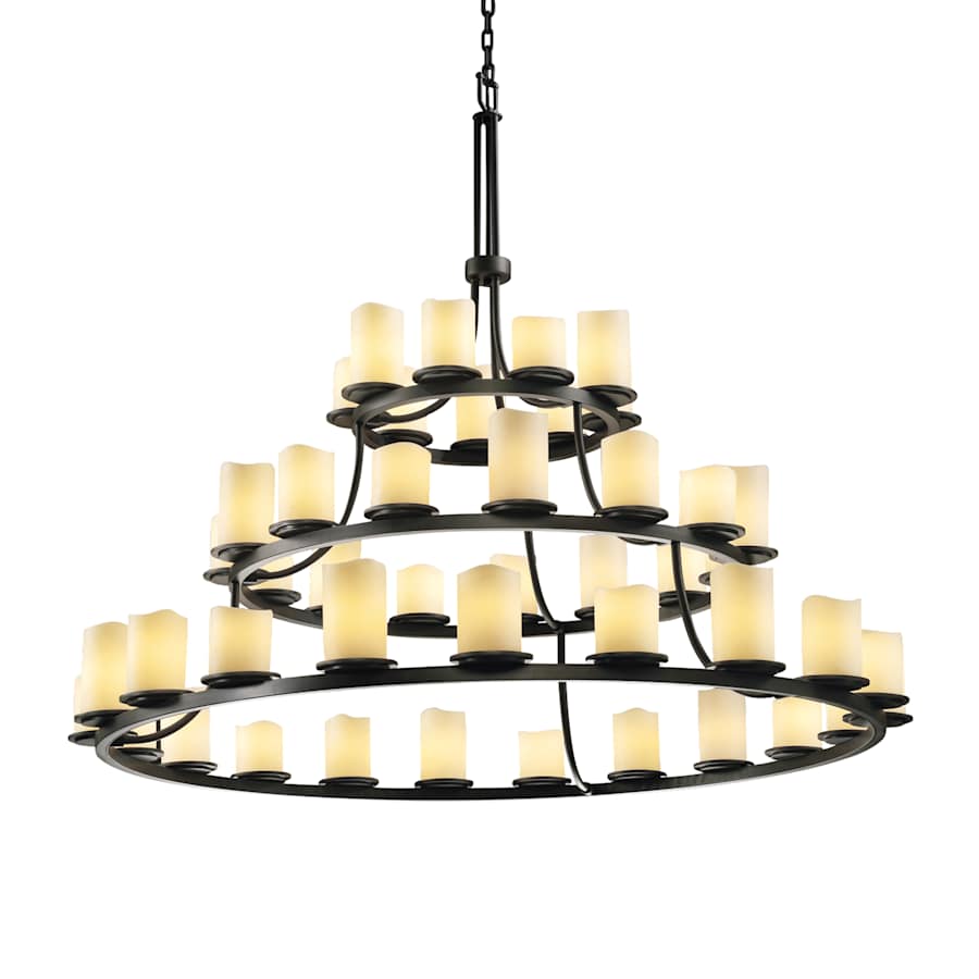 Justice Design Group CandleAria 60" Wide Ring Chandelier with Cream Shades