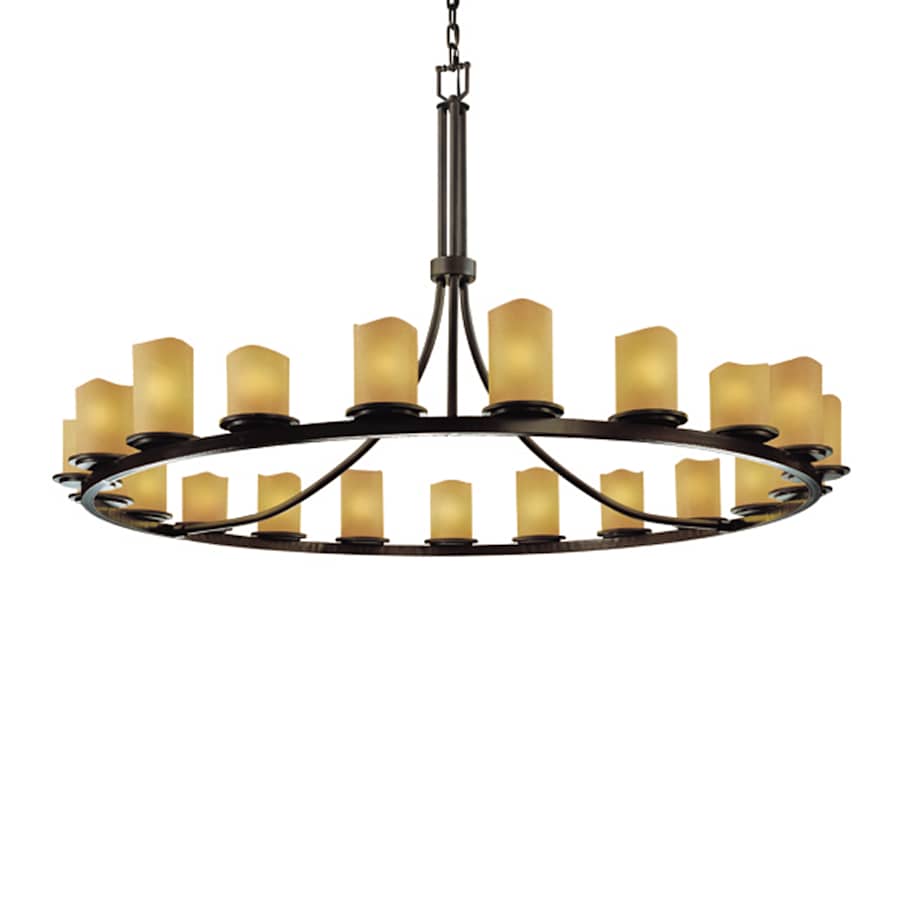 Justice Design Group CandleAria 60" Wide Ring Chandelier with Amber Shades