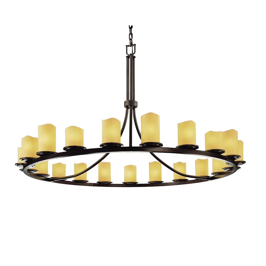 Justice Design Group CandleAria 60" Wide Ring Chandelier with Amber Shades