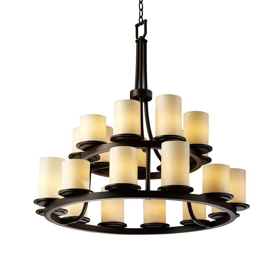 Justice Design Group CandleAria 33" Wide Ring Chandelier with Cream Shades